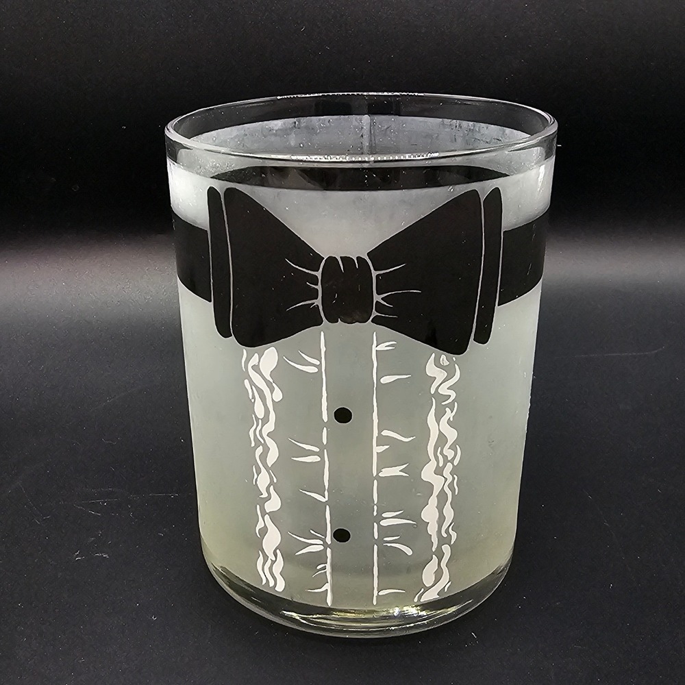 Vintage Culver Tuxedo Rocks Glass Mid Century‎ Black Tie Cocktail Barware